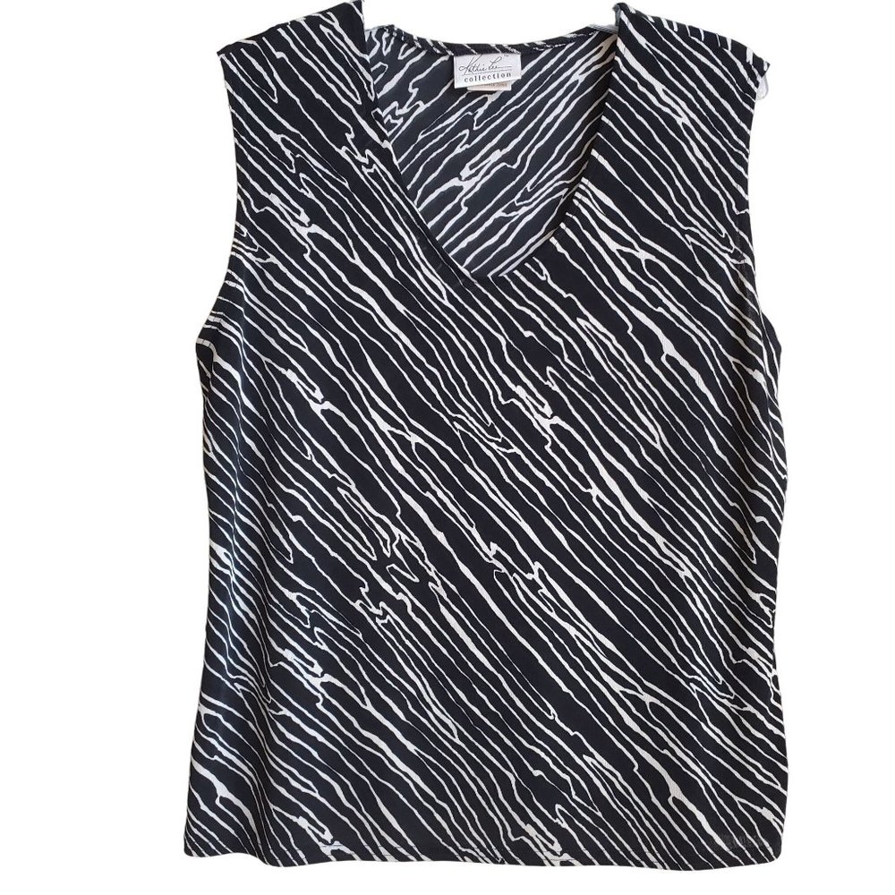 Kathie Lee Collection Sleeveless Top Black & Cream Women's XL